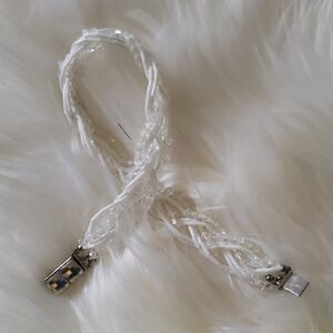 Antique White Glass & Crystal Beaded Bracelet